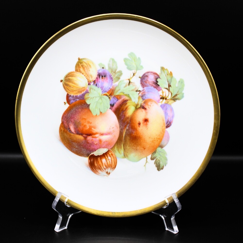 Vintage Collectible 1950s German Jaeger Porcelain Harvest Plate with Gold Trim